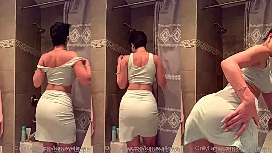 Lupuwellness teasing her sexy body in white dress in the shower