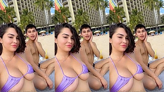 Lupuwellness teasing her big tits on the public beach