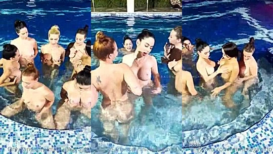 layladeline group of naked nymphs in the pool