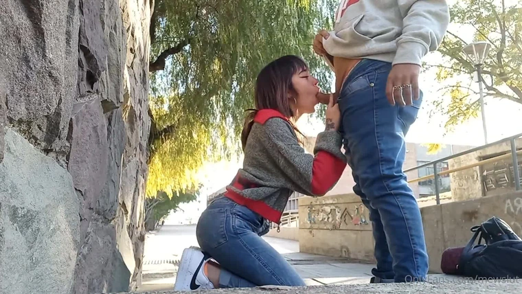 hot latina Mew Slut sneaky sucking and fucking in the backyard