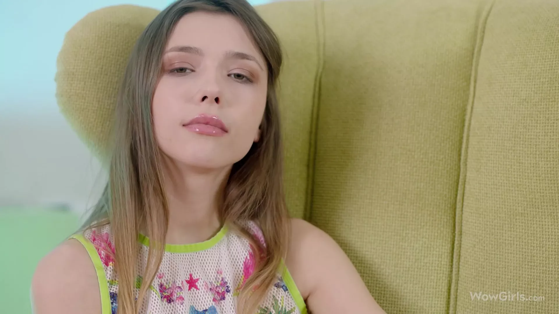 Mila Azul pussy fingering masturbation on the sofa