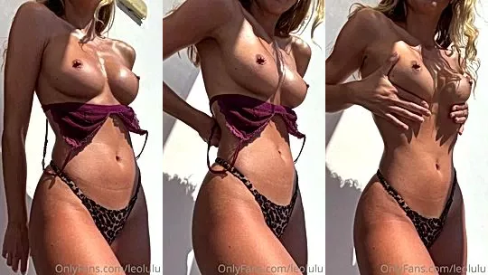 LeoLulu showing off her hot body in her panties under sunlight