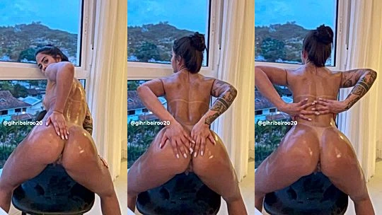 Gih Ribeiro oiling up her hot thick body