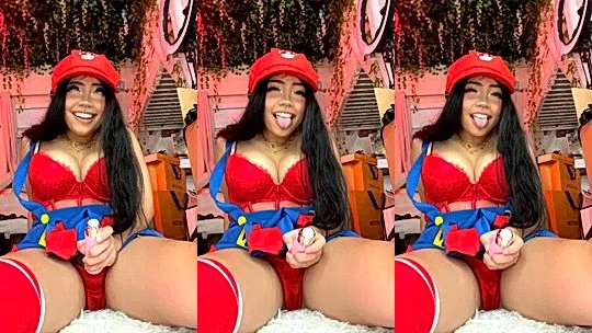 AngeliCatLol pussy play in her mario cosplay
