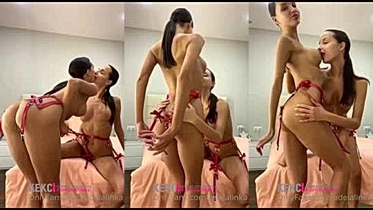 Adelalinka sensual teasing with sister in sexy lingerie