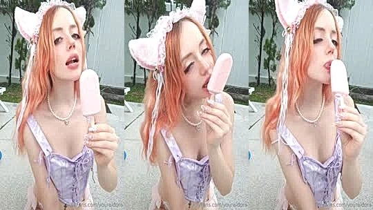 Aldorachan seductively sucking on a popsicle
