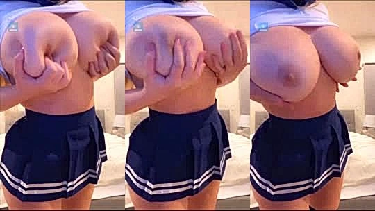 hot girl Anastasiya Kvitko grabbing her huge tits in short skirt